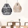 Handwoven Wicker Lampshade Rattan Pendant Lamp Shade Paper Rope Chandelier Cover for Restaurant
