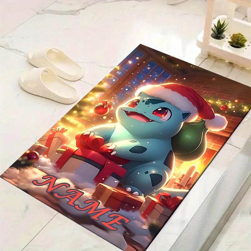 Custom 1Pc Christmas Pikachu Bulbasaur Rug Office Carpet Indoor Outdoor Entrance Doormat Nonslip Soft And Comfortable Living Room D2915198