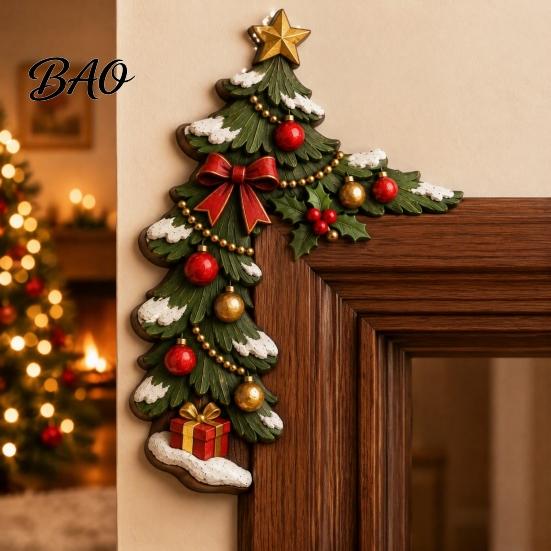 Seasonal Door Frame Sign Christmas Wooden Topper, Funny Snowman Nutcracker Penguin Angel Santa Claus Wall Hanging Decor Corner for Window Holiday