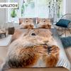 Squirrel Duvet Cover Set Cute Squirrel Twin Bedding Set 3D Animal Comforter Cover Nature Theme King Size Polyester Quilt Cover