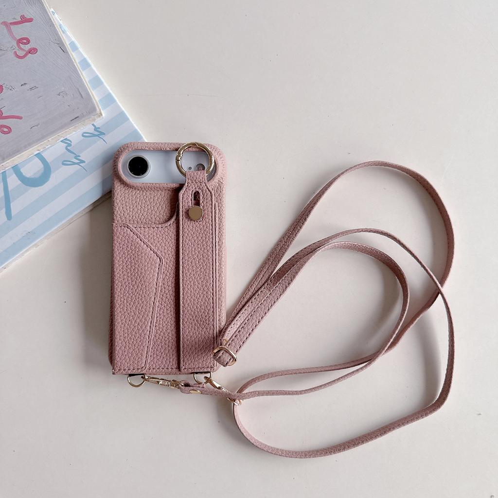 Ремешок на запястье Crossbody Кольцо-держатель Слоты для карт Магнитный кошелек Кожаный чехол Для iPhone 17 Pro Max 16 Plus 15 14 Длинный ремешок Чехол