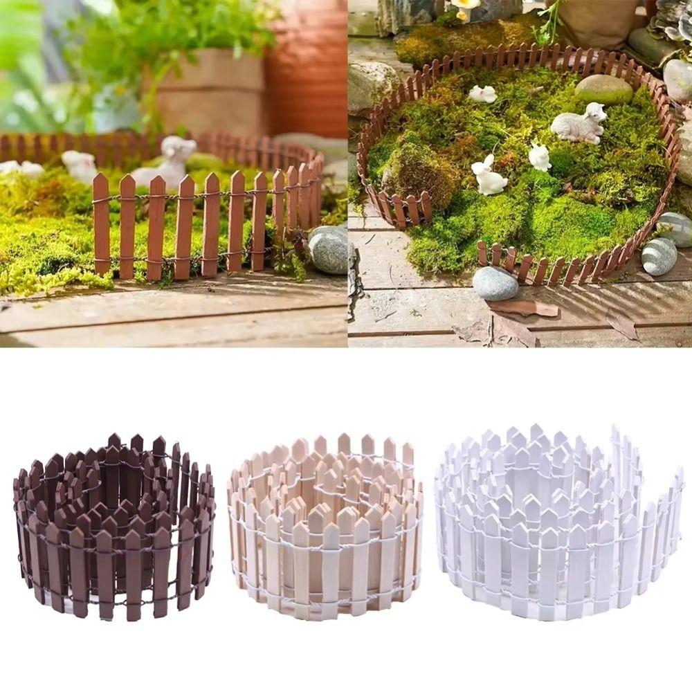 90x5cm Mini Fairy Garden Fence Natural Wood DIY Wooden Fence  Dollhouse Decoration