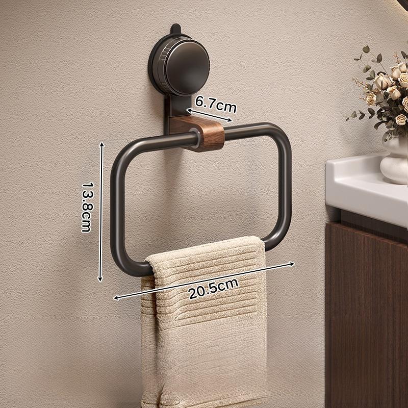 Suction cup walnut towel rack medieval style punch-free wall-mounted bathroom towel ring bathroom towel hanging rack
