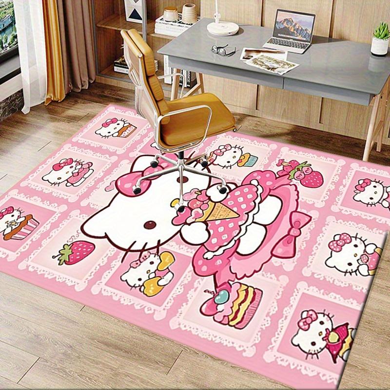Office Rug Hello Kitty, Pink Anti-Slip Rug, Machine Washable for Living Room, Bedroom, Office, Multiple Sizes, Bedroom Mat, Decorative Mat, Durable Ma