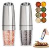 Gravity Electric Pepper Grinder With Blue LED Light, Stainless Steel Automatic Mill For Salt and Black Pepper
