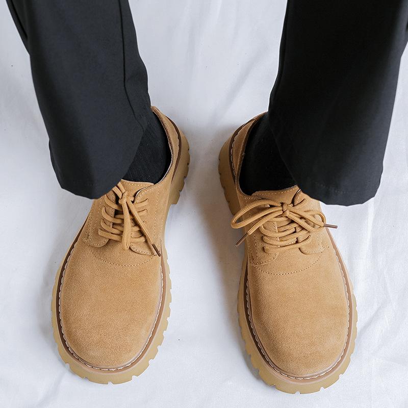 Британский стиль маленькие кожаные туфли на платформе весна-осень мужские новые шнурованные мокасины универсальные повседневные кожаные туфли 24288-J