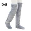1 Pair Winter Floor Socks Thickened Coral Fleece High-tube Double Warmth Protects Knee Joints Anti-slip Long Socks Holiday Gift Warm Leg Socks