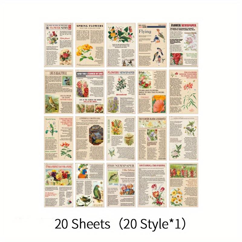20pcs/pack Vintage old newspaper style Washi sticker book DIY Collage Decorative Background Stickers for Literature Art Scrap