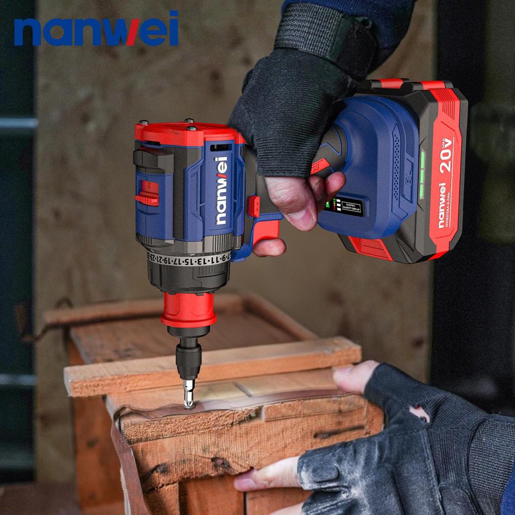 NANWEI Электрическая отвертка 4-в-1 50 Нм с несколькими головками, бесщеточным двигателем, 20 В