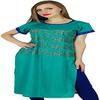 Women Green Kurti Kurta Round Neck Tunic Casual Summer Blouse