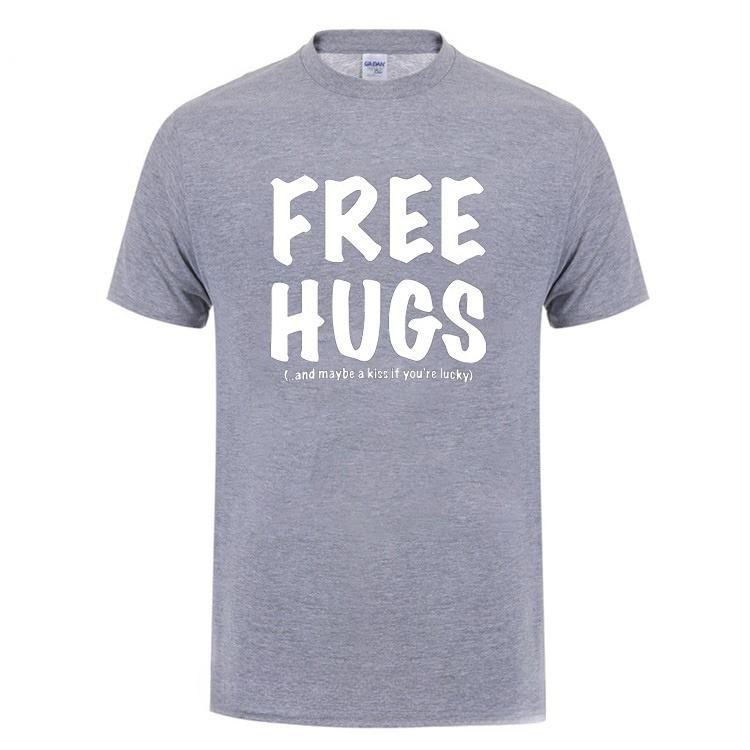 Футболка с принтом Free Hugs для мужчин, мужская летняя футболка с коротким рукавом и круглым вырезом, модная хлопковая футболка, футболка мужская, брендовая одежда