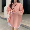 Pink Casual Loose White Shirt for Women Oversize Basic Long Sleeve Button Up Blouse Female Autumn Winter All-match Lapel Shirts