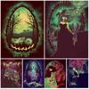 Gothic Dark Terror Girl Art Print Heavy Metal Style Witch Castle Wall Art Canvas Painting Decoration Poster