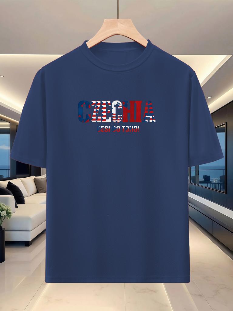 Unisexs Summer Roundneck Shortsleeve Casual Sportswear National English Theme Series Printed Tshirt Czech