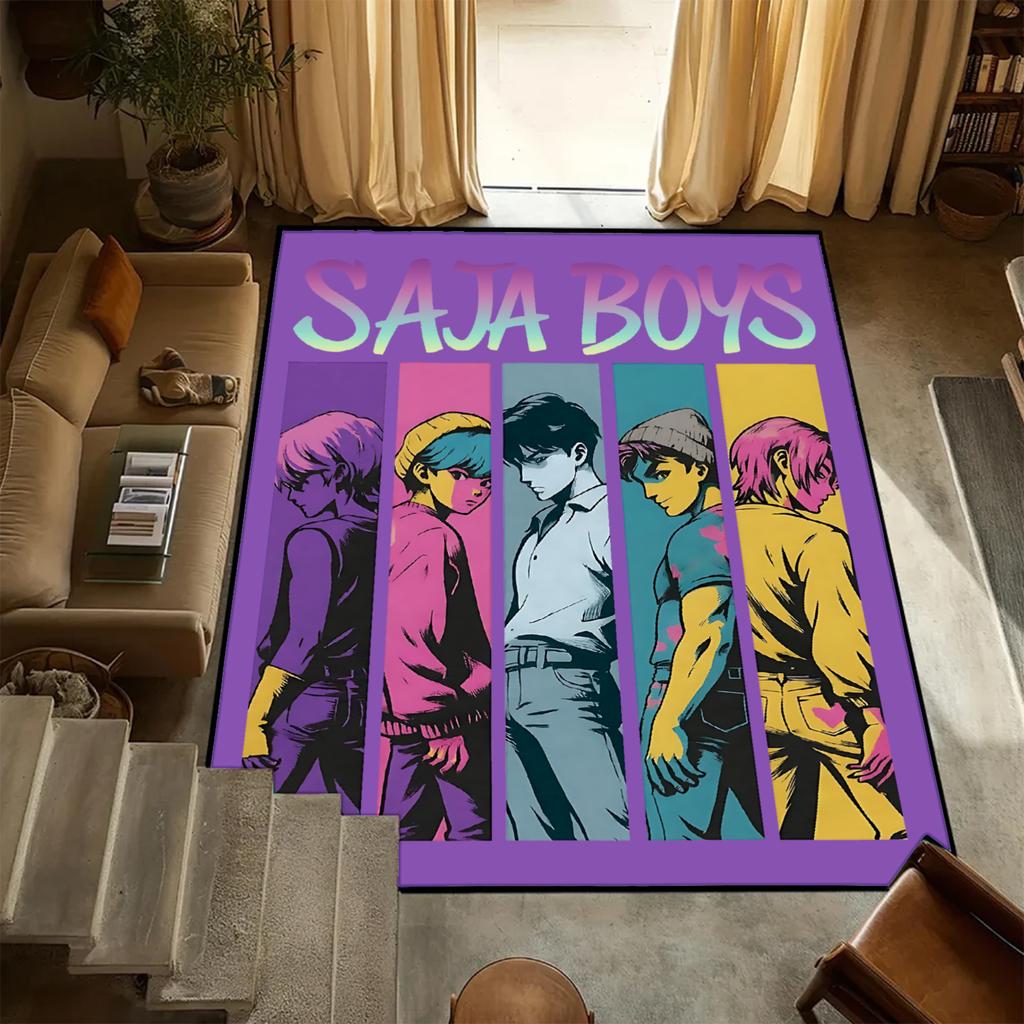 D-Demon H-Hunters Carpet K-POP Flannel Rug Bedroom Decor Kid Nonslip Carpet Floor Mat Surface Comfortable Carpet Birthday Gift