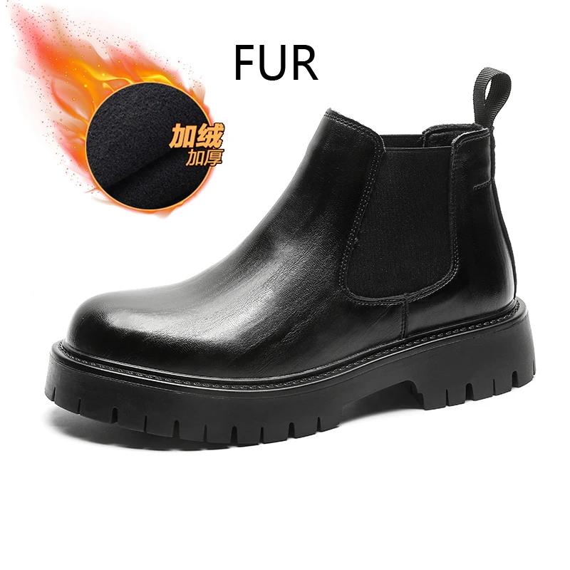 Толстая подошва водонепроницаемая платформа новые ботинки челси бренд удобные модные ботинки классические мужские деловые кожаные повседневные мужские туфли