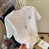 White Cotton Short-sleeved T-shirt Women's American Foreign Style Loose Retro Versatile Top Tide