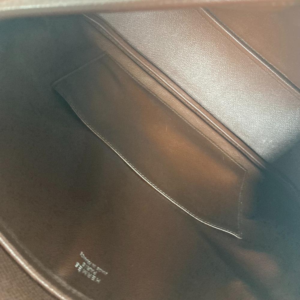 HERMES Christie Rhone bag flap Shoulder Bag Leather Brown/SilverHardware