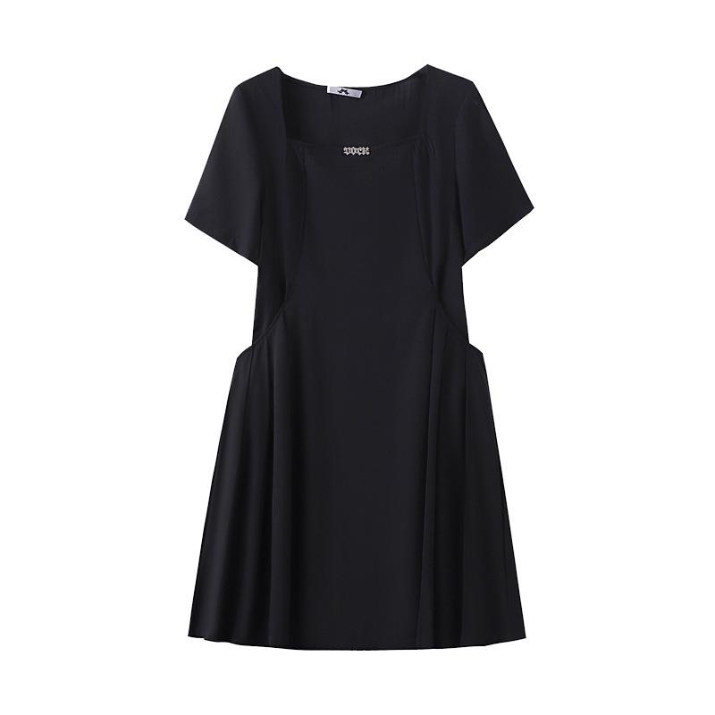 Плюс Размер Женское Летнее Новое Свободное Простое Платье С Короткими Рукавами