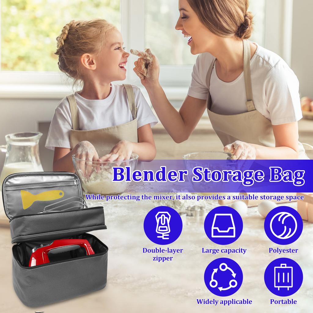 Hand Mixer Storage Bag Blender Stick Handheld Carrying Case with Handle Kitchen Hand Mixer Accessories