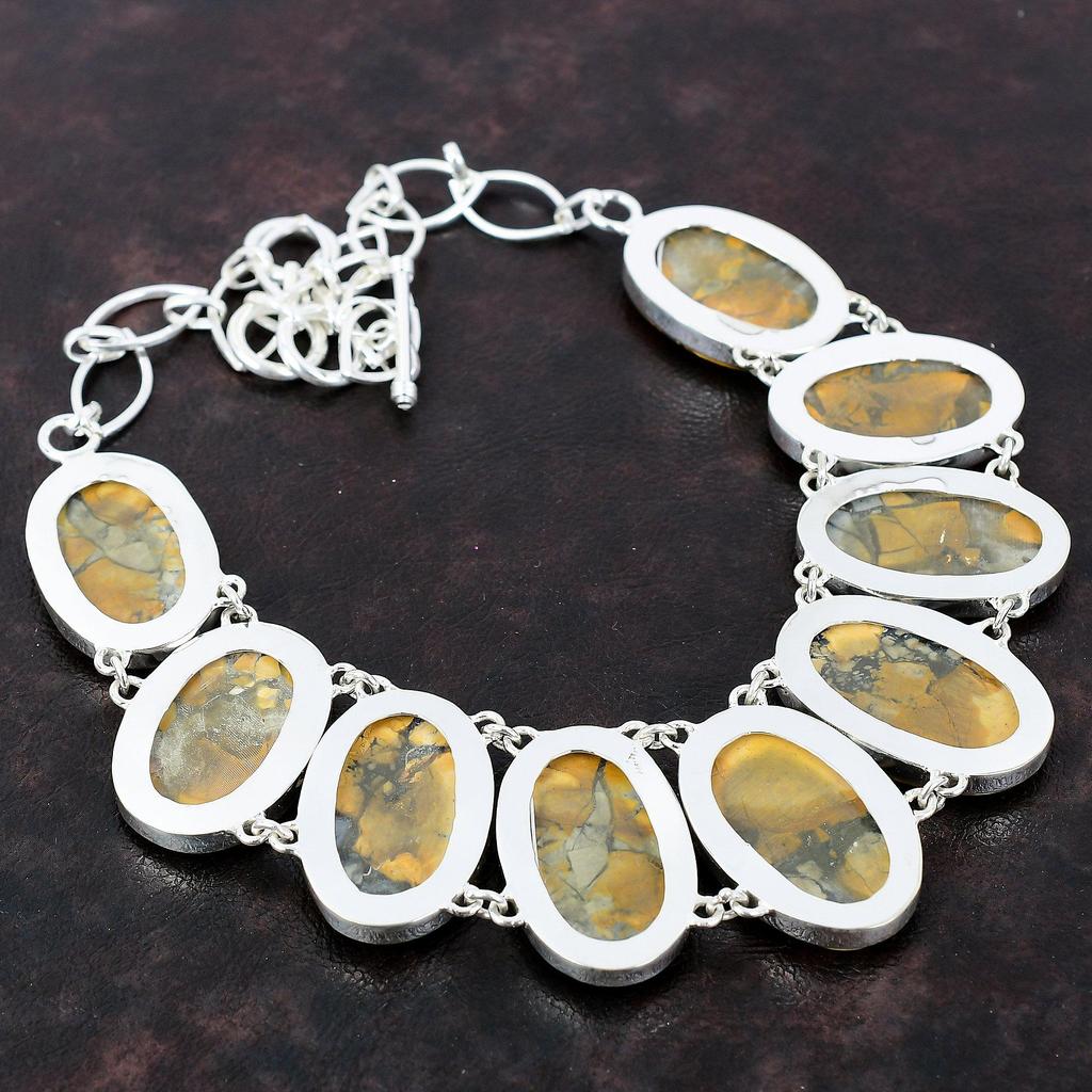 Ожерелье из яшмы Малигано Ожерелье с драгоценными камнями Ожерелье из стерлингового серебра 925 пробы Регулируемое ожерелье-цепочка Ожерелье ручной работы Серебряные украшения для подарка