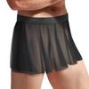 Mens See Through Mesh Ruffled Skirt Elastic Waistband Sheer Miniskirt Cross Dresser Costume
