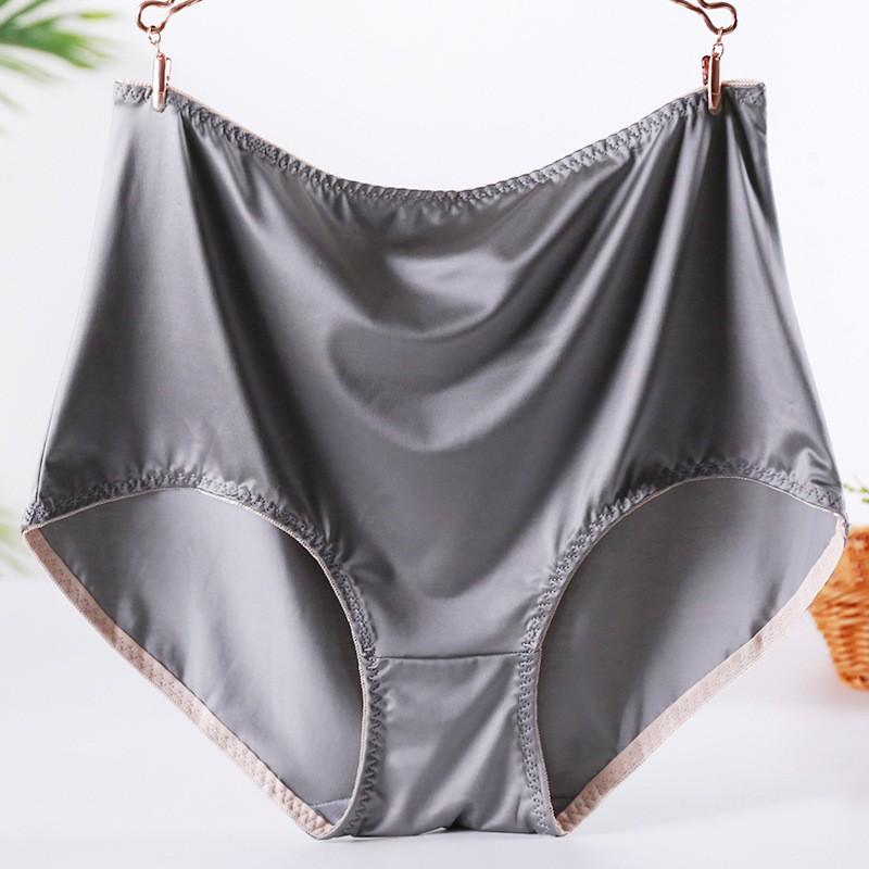 Женские атласные трусики большого размера, дышащие удобные трусы, женские приятные для кожи трусы с высокой талией