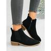 New Women's Fashion Pointed Toe Low Heel Fashion Boots Autumn Suede Solid Color Casual Side Zipper Chunky Heel Short Boots