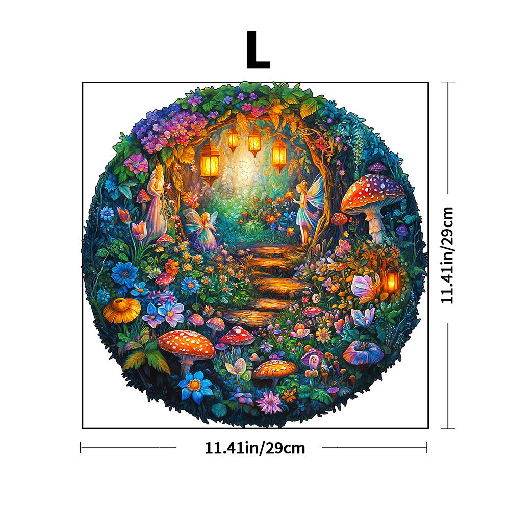 Деревянные пазлы для взрослых - Пазл 'Волшебный гриб', Пазл уникальной формы, Плоский пазл с 3D визуальным эффектом, Деревянный 'Таинственный лес'