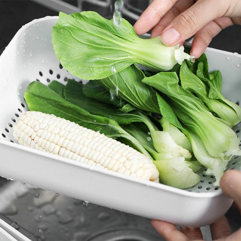 3 шт./компл., прямоугольная кухонная корзина для хранения фруктов и овощей, трехсекционная сливная корзина, пластик