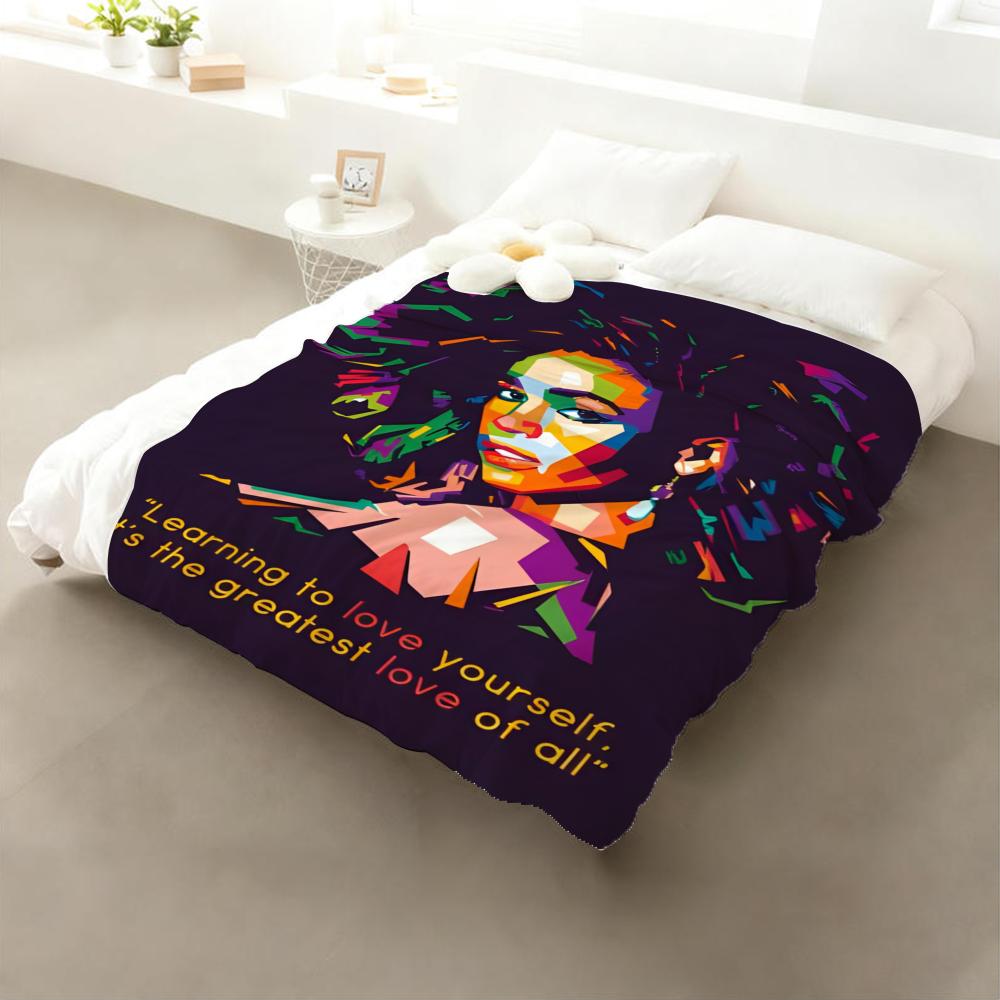 Фланелевое одеяло Whitney Houston Throw: Мягкий, безопасный для детей, теплый, антистатический, для всех сезонов, моющийся, диван, кровать, дом