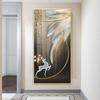 Golden White Feathers Posters Wall Art Room Decor Luxury Abstract Gold Ribbon for Porch Corridor Canvas Painting Home Decoration