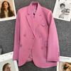 Осенняя мода для женщин, розовый дизайн, пиджак и куртки, двубортное пальто, официальная рабочая одежда