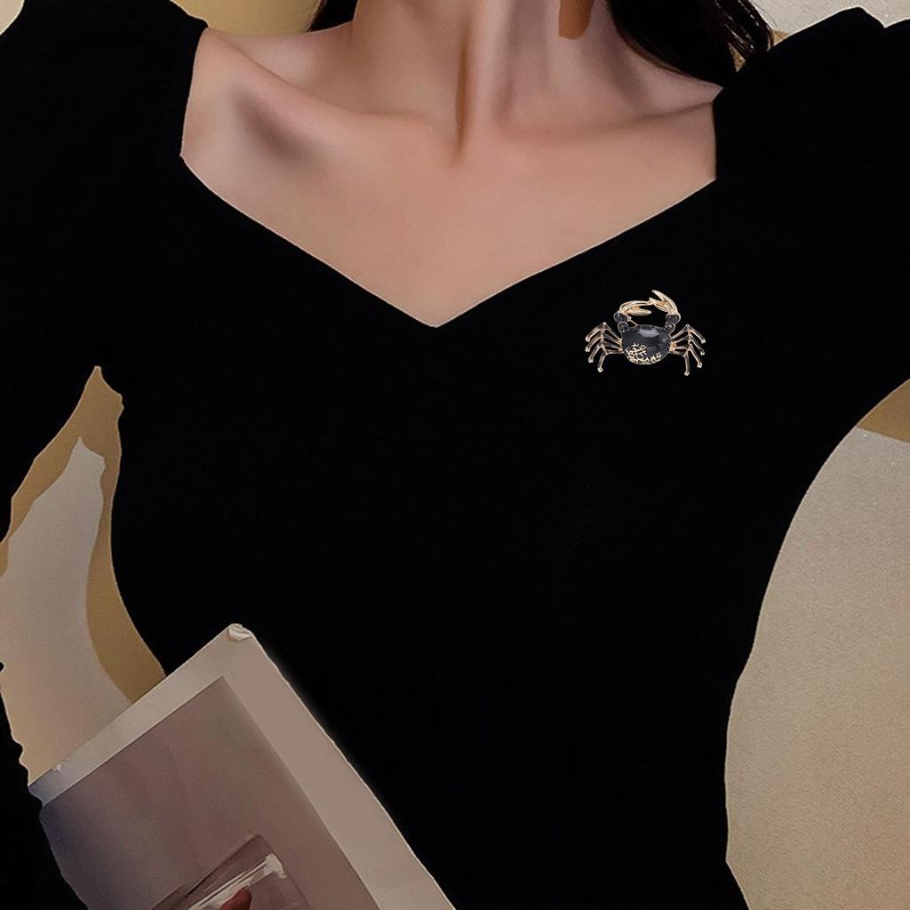 Брошь в форме краба с эмалью в стиле ретро — изысканная булавка из сплава, значок на лацкане костюма, ювелирный подарок, аксессуары для женского пальто