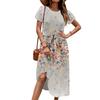 Women's Casual Cute Pattern Print Round Neck Midi Dress Basic Classic Outdoor Everyday Short Sleeve Loose Dress