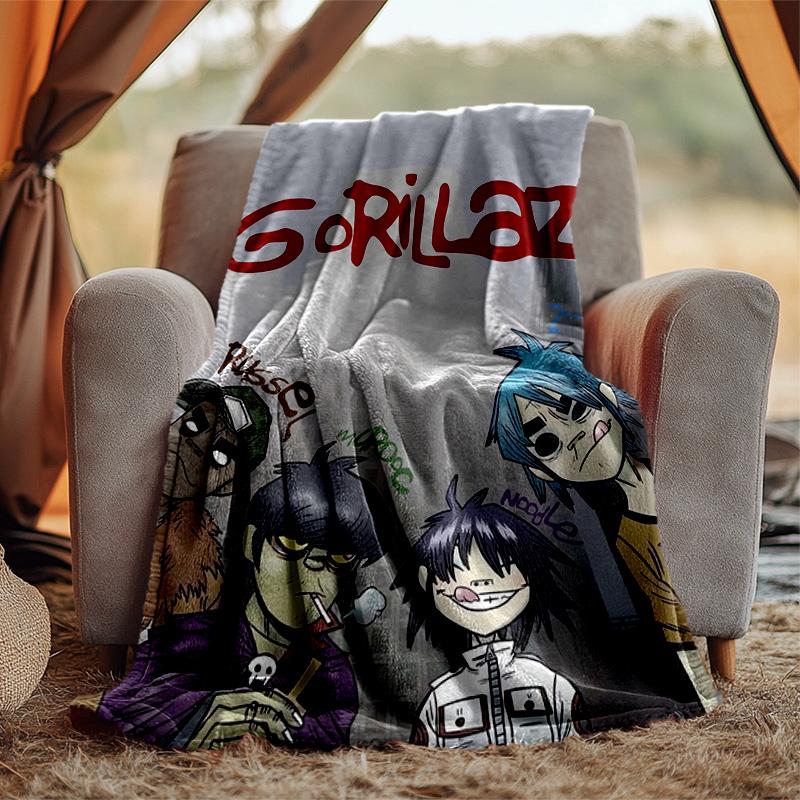 Gorillaz Flannel Blanket Soft Warm All-Season Throw, Design for Camping, Car Travel, Hiking Sofa, Bed, Office Perfect Gift for Parties