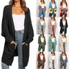 Womens Boho Patchwork Cardigan Long Sleeve Open Front Knit Sweaters Coat Pockets