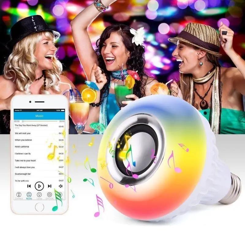 RGB Лампа с Пультом Дистанционного Управления - Bluetooth Динамик с Меняющей Цвет Звуковой Панелью для Декора Спальни 85-265В E27