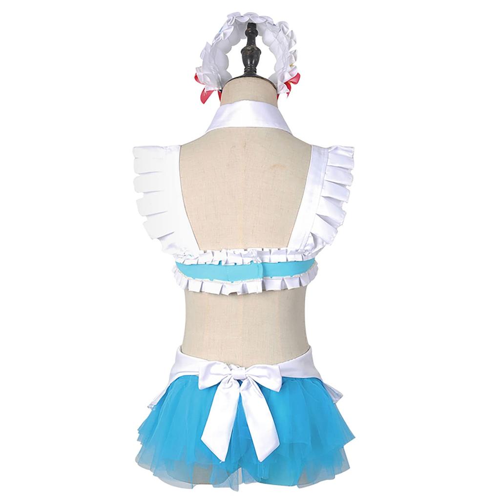 milky time ReZero Rem Cosplay Swimsuit Bikini “Isekai-type” with Wig, Size M, Color Rem/Isekai-type