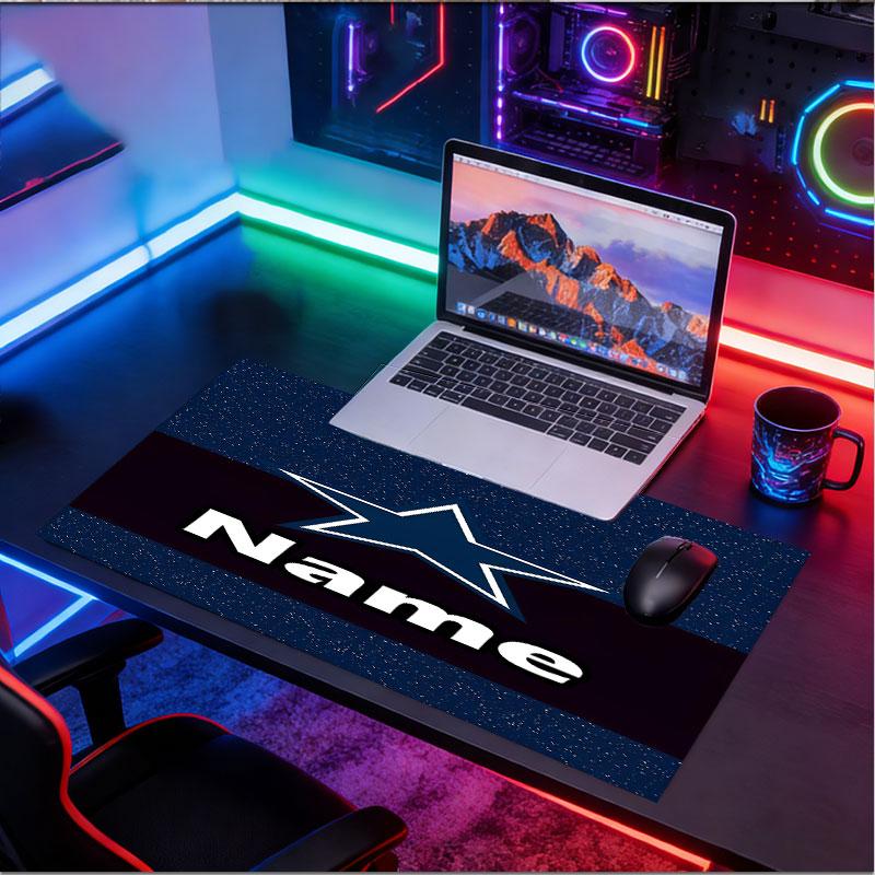 Custom Name Personalized Dallas Cowboys Pattern Mousepad, Laptop PC Desk Mat, Decorative Desk Mat for Home Keyboard Pad Gift