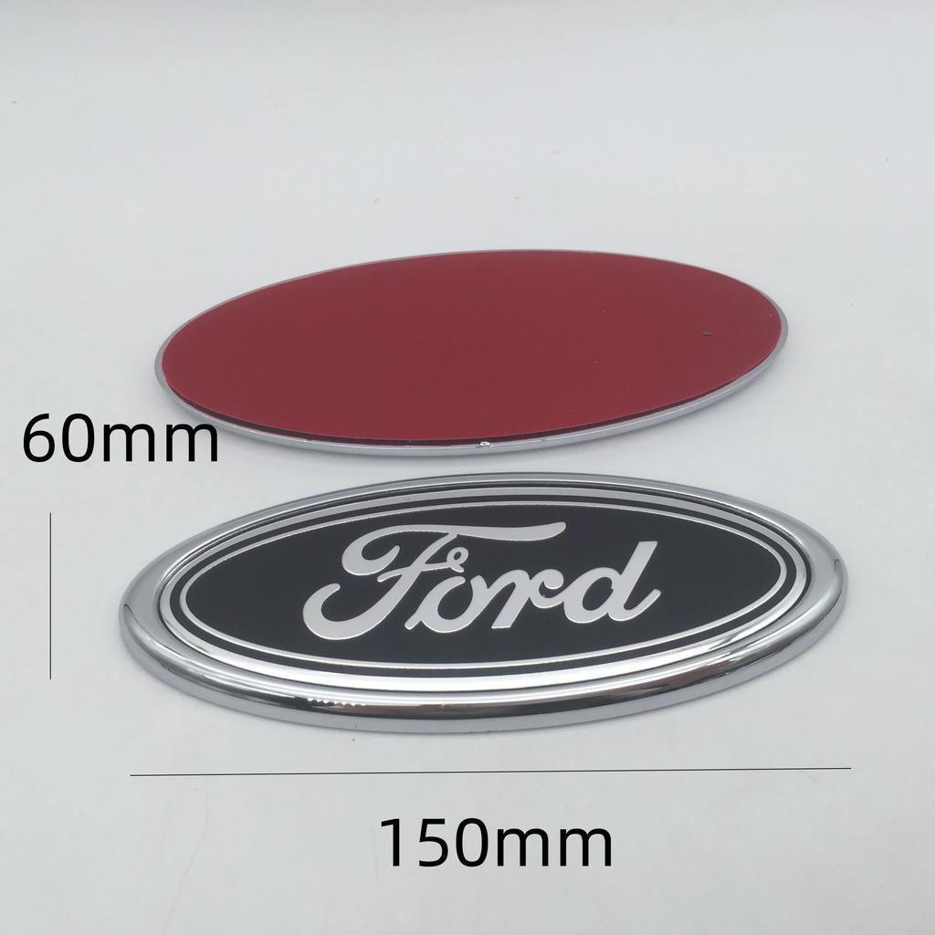 Автомобильная наклейка Ford 1 шт. 3D для Ford черная 115 мм 150 мм Значок-эмблема на капот автомобиля Передний капот Значок-наклейка на задний бампер Багажник