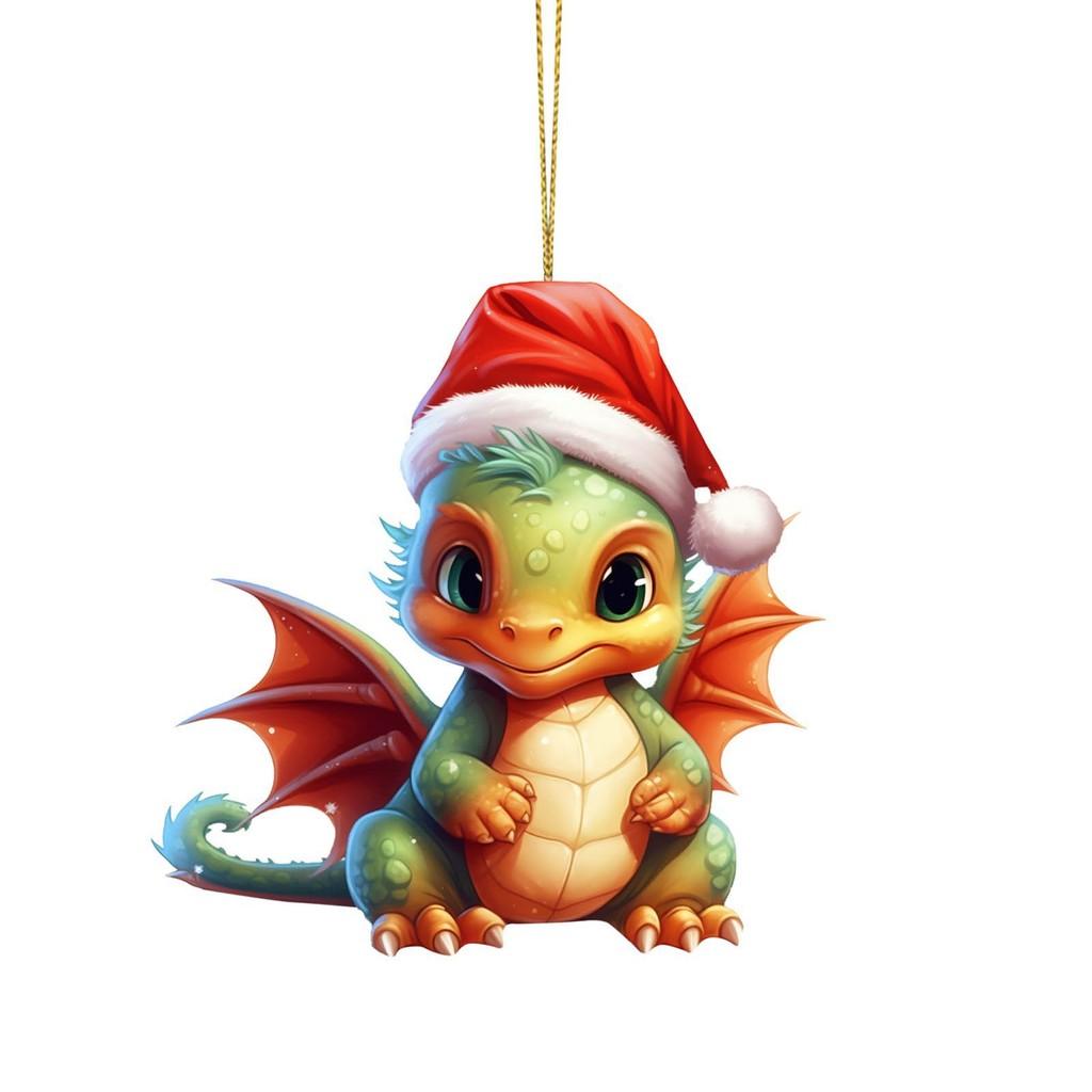 Playful Dragon Acrylic Christmas Hanging Decoration For Festive Car Interior Adornments