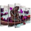 Five Piece Picture Canvas Print Buddha Flowers Feng Shui