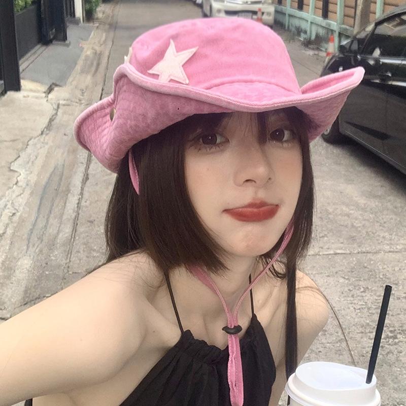 Розовая шляпа-ведро для женщин, летних девушек, ретро, походная шляпа, козырек, защита от солнца, кемпинг, альпинизм, ковбойская шляпа в стиле вестерн