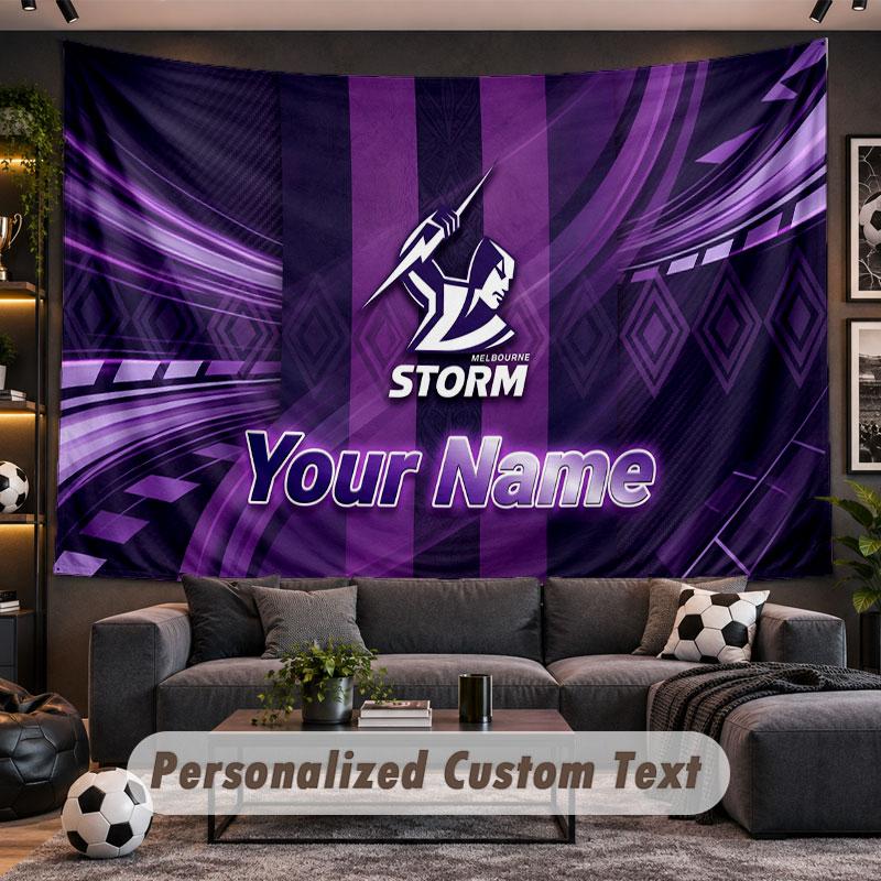 Wall Hanging Tapestry Custom NameMelbourne Storm Pattern Personalized Printed Fabric Wall Decor