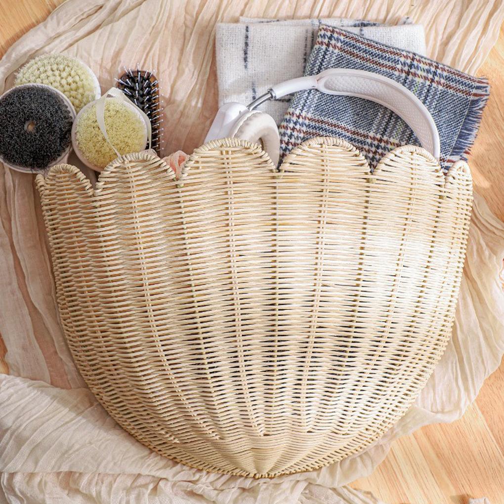 Woven Wall Hanging Basket Kitchen Imitation Rattan Decorative Magazines Storage for Planter Bathroom Towels Balcony Restaurant