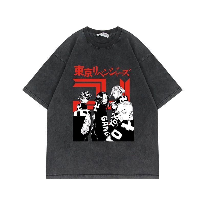 230g Tokyo Revengers T Shirt Oversized Vintage Anime Print Cotton Short Sleeve Tee