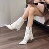 Fashion Women's High Heels 2025 New Design Women's Party Shoes Pointed Toe Mid-tube Side Zipper Women Boots Hot Sell Botas Mujer