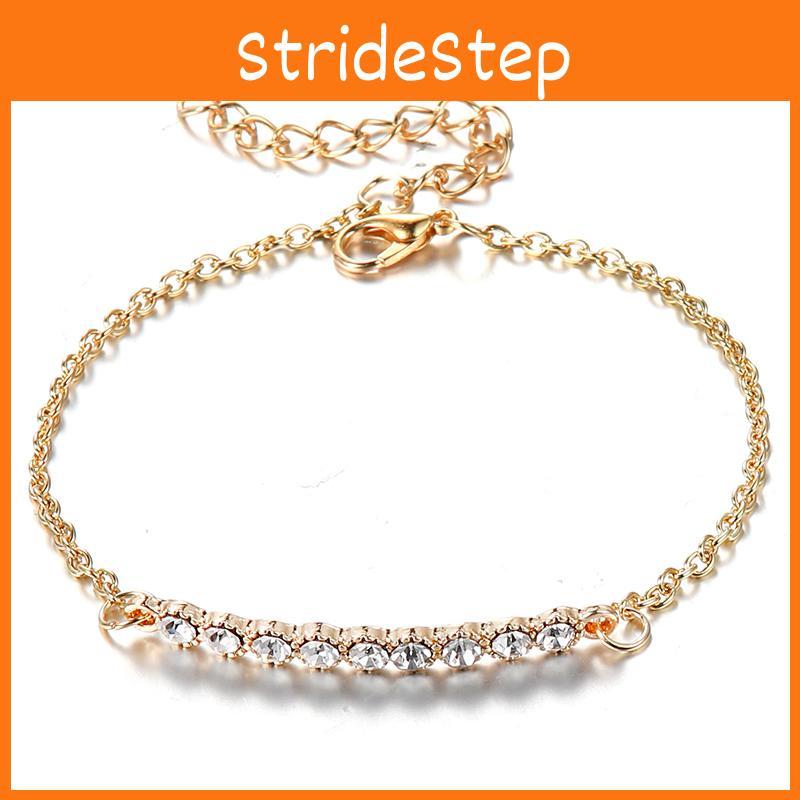 Stylish Women's Rhinestone Bracelet With Gold Plated Chain And Classic Look