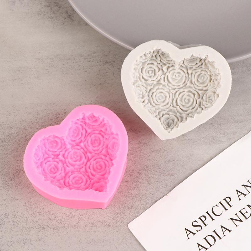 1Pc Heart Rose Flowers Shape Silicone Mould Diy Fondant Chocolate Soap Mold Candle Polymer Clay Molds Crafts Base Tool